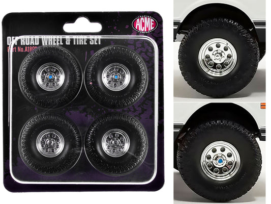 "Offroad" 35" Mag Wheel and Tire Set of 4 pieces from 1971 Chevrolet K5 Blazer for 1/18 Scale Models by ACME free shipping USA