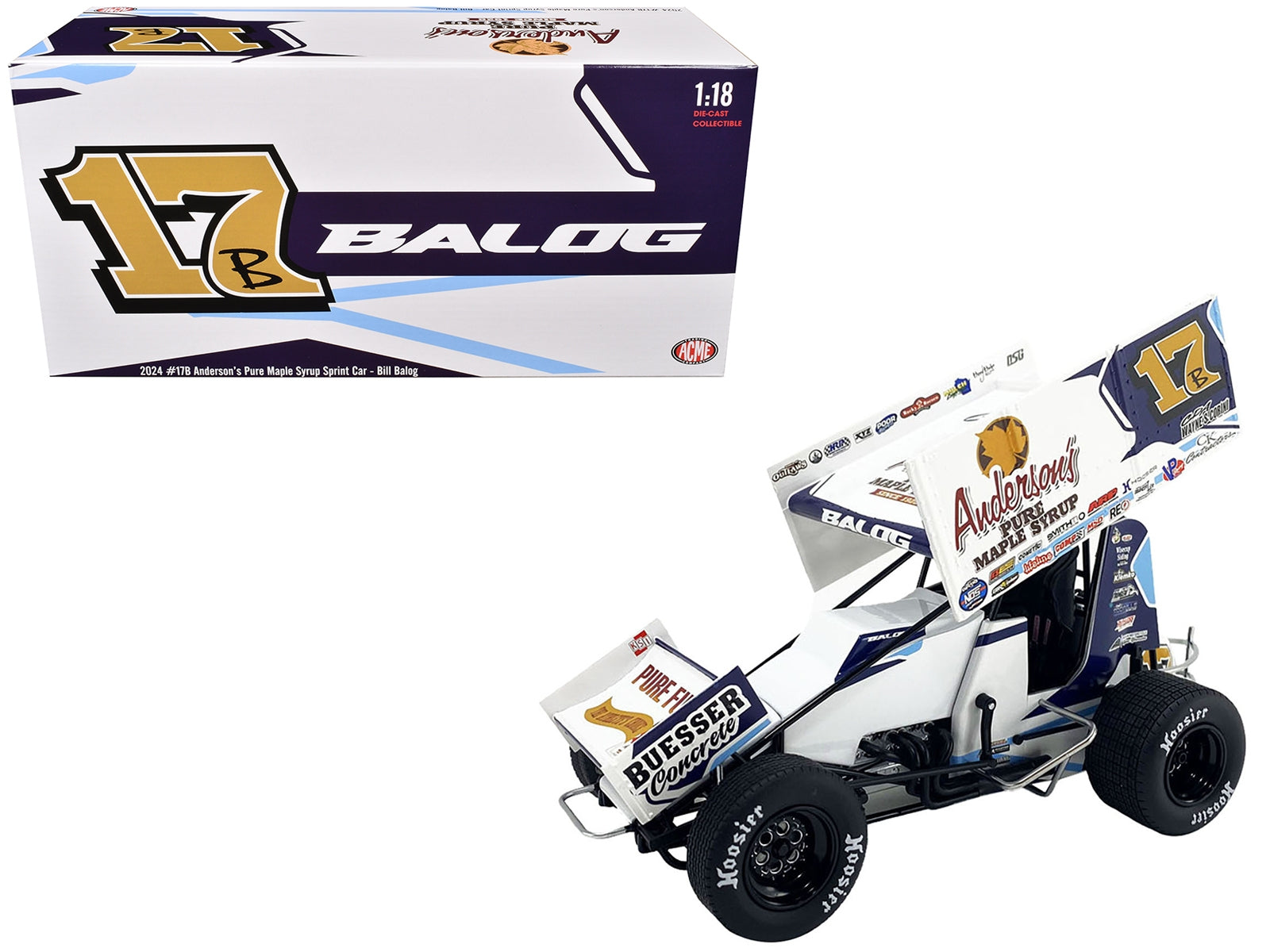 Winged Sprint Car #17B Bill Balog "Anderson's Pure Maple Syrup" B Squared Motorsports "World of Outlaws" (2024) 1/18 Diecast Model Car by ACME - Premium Winged Sprint Cars from Acme - Just $150.79! Shop now at Rapidvehicles