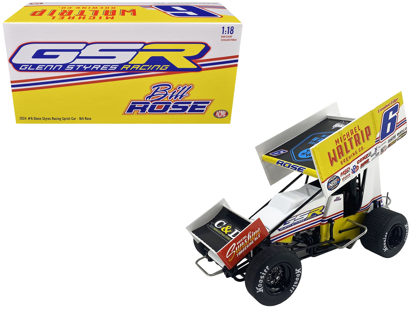 Winged Sprint Car #6 Bill Rose "Michael Waltrip Brewing Co." - Premium Winged Sprint Cars from Acme - Just $163.79! Shop now at Rapidvehicles