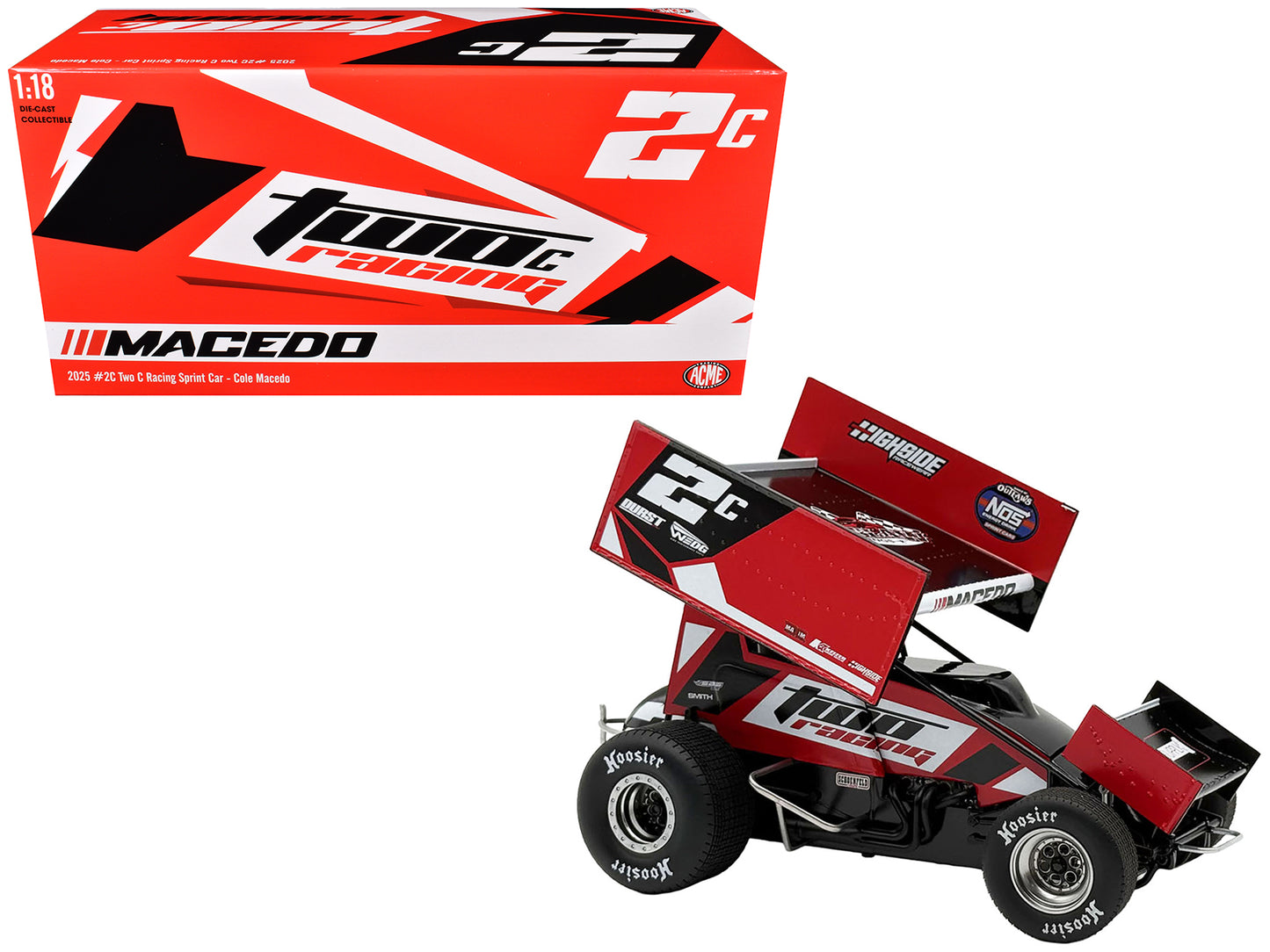 Winged Sprint Car #2C Cole Macedo "Two C Racing" (2025) 1/18 Diecast Model Car by ACME