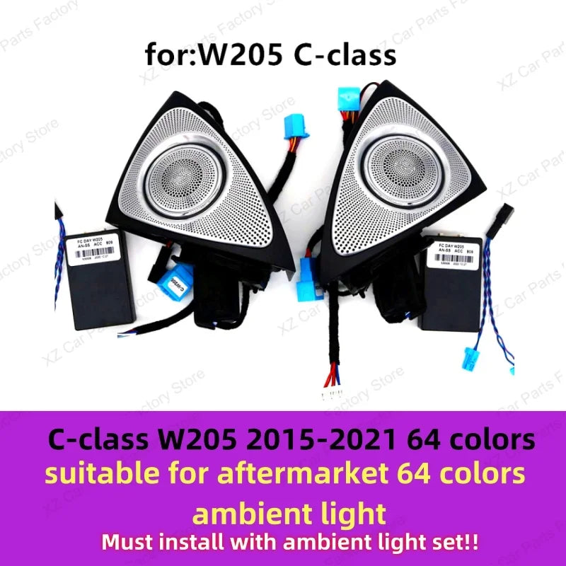 For Mercedes-benz C Glc E S W205 W213 W222 X253 64 Colors Led Rotating Tweeter Speaker Rgb Led Ambient Light 3d Horn Accessory