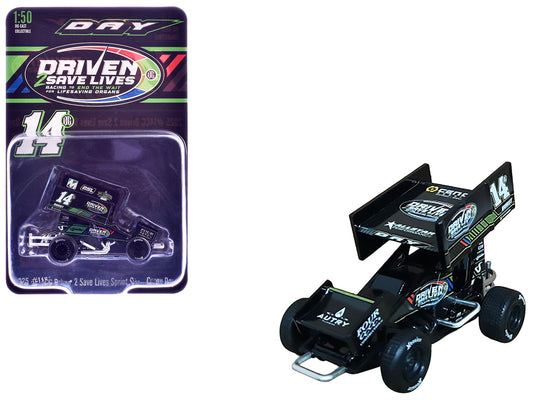 Winged Sprint Car #14CC Corey Day (Green Version) "Driven 2 Save Lives" Jason Meyers Racing (2025) 1/50 Diecast Model Car by ACME