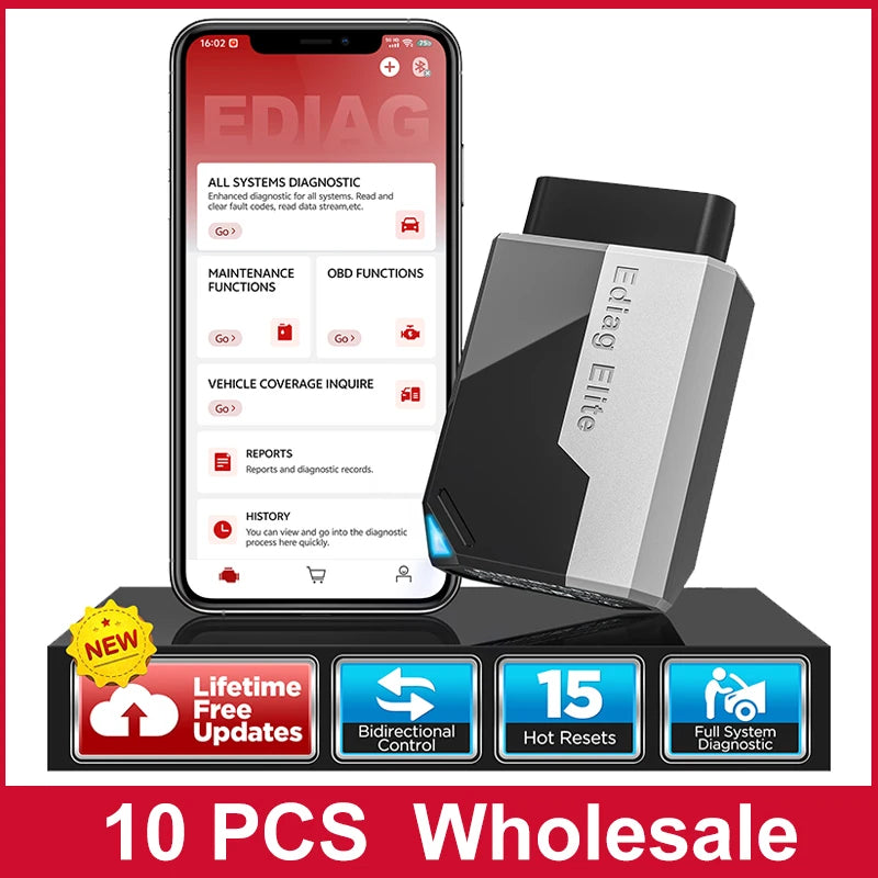 10 Pcs /Lot KINGBOLEN EDIAG Elite OBD2 Scanner Bluetooth,15 Resets Read/Clear fault code Car Diagnostic Scan Tool Lifetime free