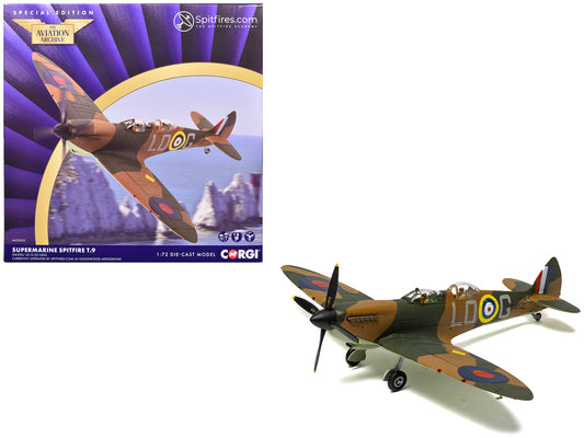 Supermarine Spitfire T.9 Aircraft "SM520 Spitfires.com Goodwood Aerodrome" British Royal Air Force "The Aviation Archive" Series 1/72 Diecast Model by Corgi free shipping USA