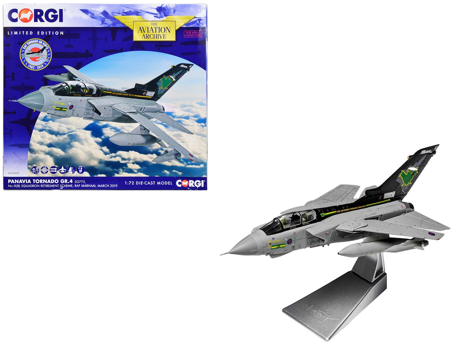 Panavia Tornado GR.4 Aircraft "ZG775 No.IX(B) Retirement Scheme RAF Marham" (2019) British Royal Air Force "The Aviation Archive" Series 1/72 Diecast Model by Corgi - Premium Military Models from Corgi - Just $137.81! Shop now at Rapidvehicles