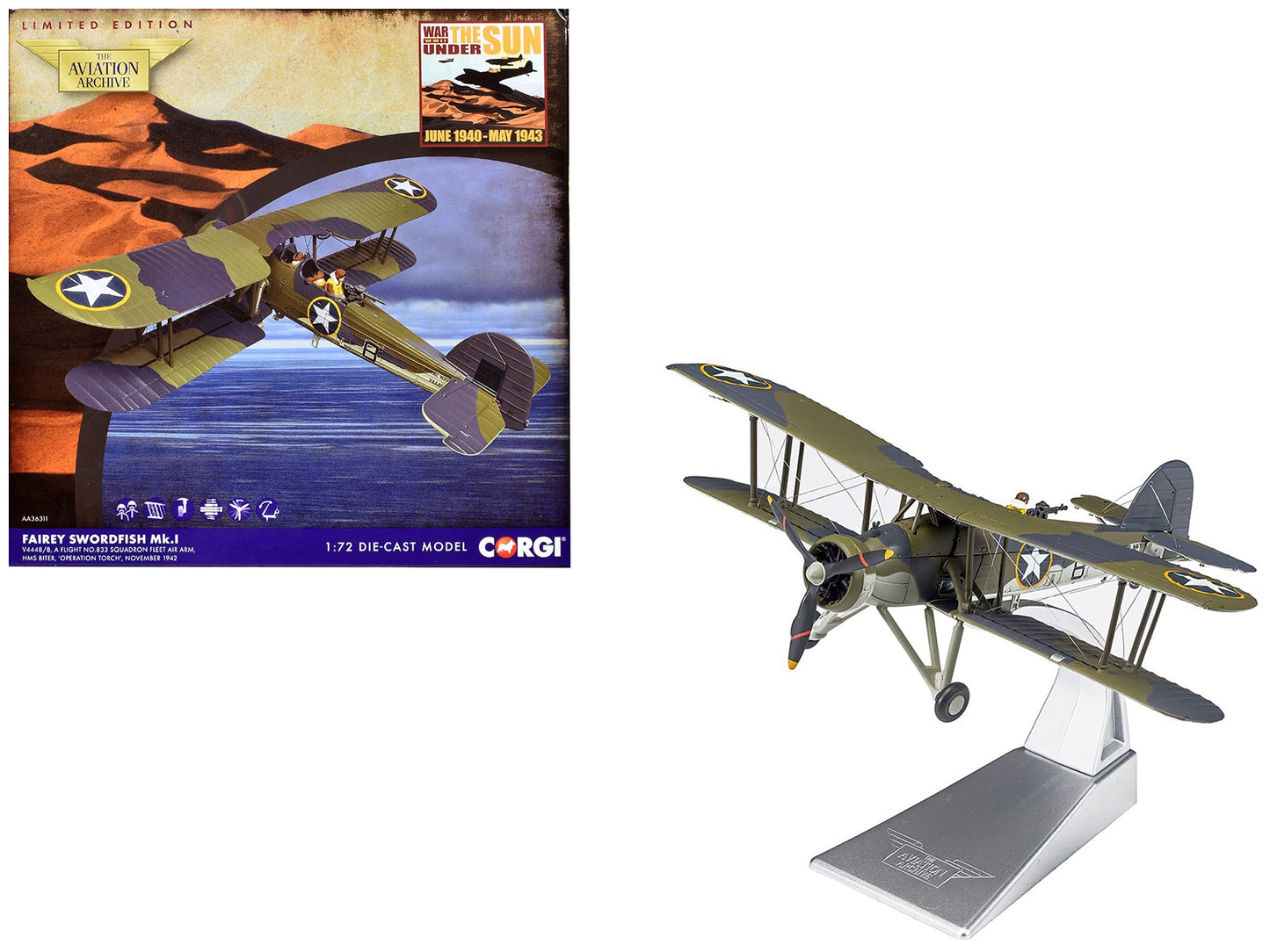 Fairey Swordfish Mk.I Bomber Aircraft "No. 833 Squadron of the - Premium Military Models from Corgi - Just $134.99! Shop now at Rapidvehicles