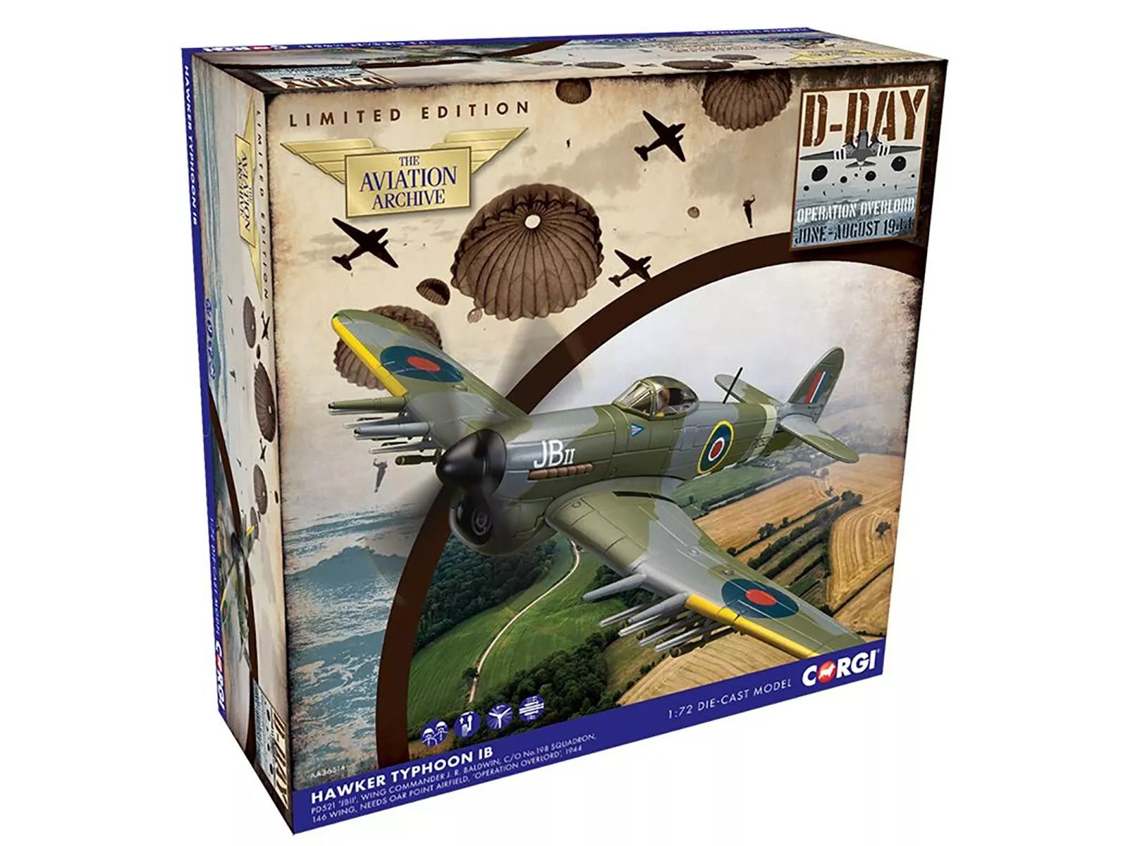 Hawker Typhoon IB Fighter-Bomber Aircraft "JB II No. 198 Squadron 146 Wing" (1944) British Royal Air Force "The Aviation Archive" Series 1/72 Diecast Model by Corgi - Premium Hawker from Corgi - Just $95.65! Shop now at Rapidvehicles