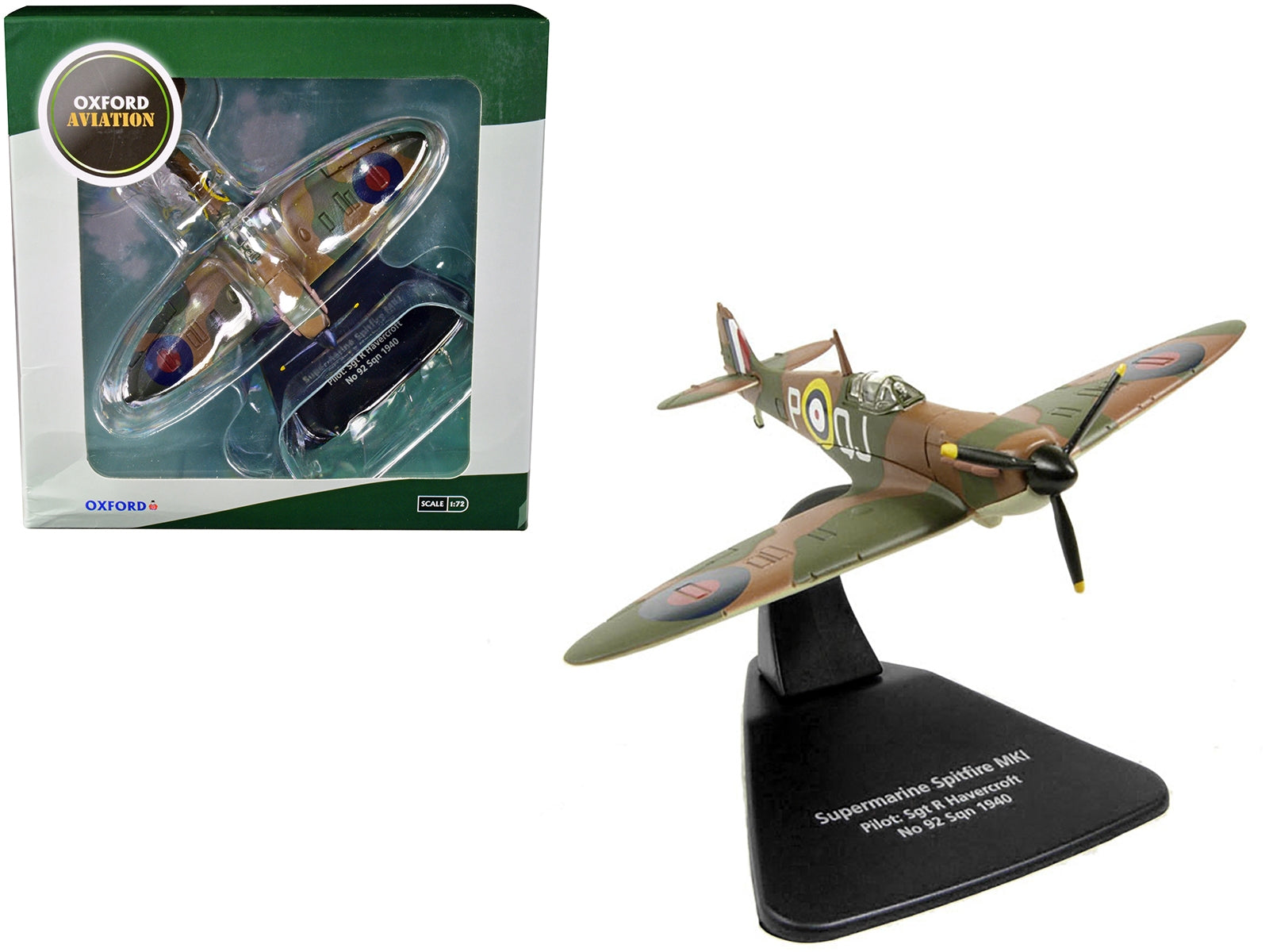 Supermarine Spitfire MK1 SGT R. Havercroft No 92 Sqn 1940 1/72 Diecast Model Airplane by Oxford Diecast - Premium Aircrafts and War Planes from Oxford Diecast - Just $49.51! Shop now at Rapidvehicles