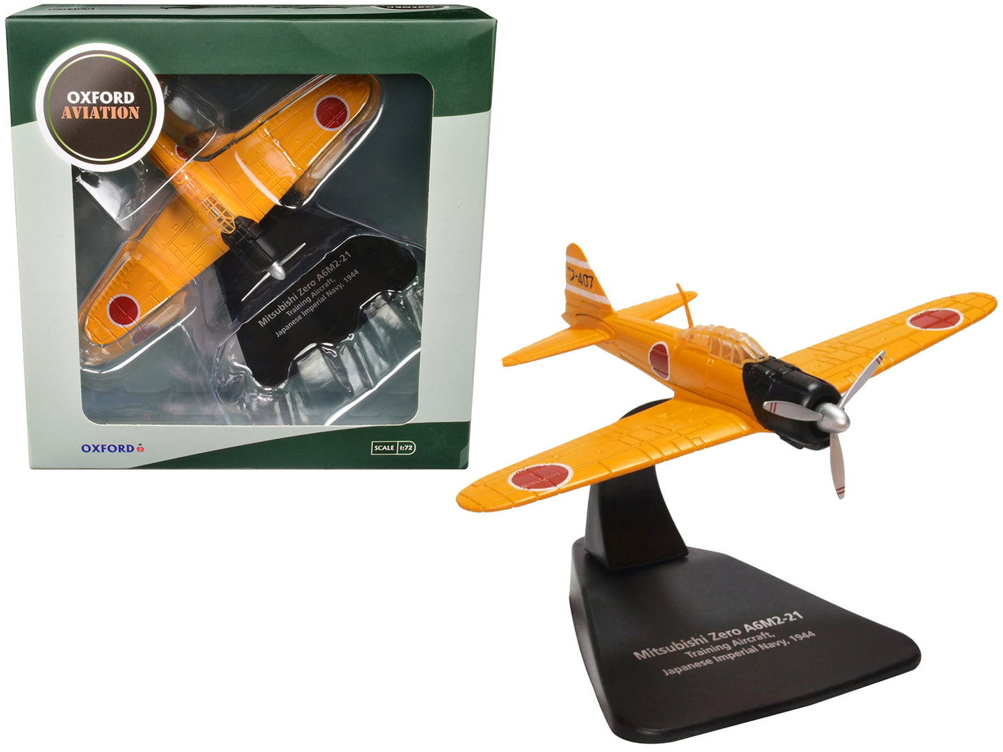 Mitsubishi Zero A6M2-21 Fighter Aircraft "Training Aircraft - Imperial Japanese Navy" (1944) "Oxford Aviation" Series 1/72 Diecast Model Airplane by Oxford Diecast - Use code SHOPAPP15 to get 15 percent off