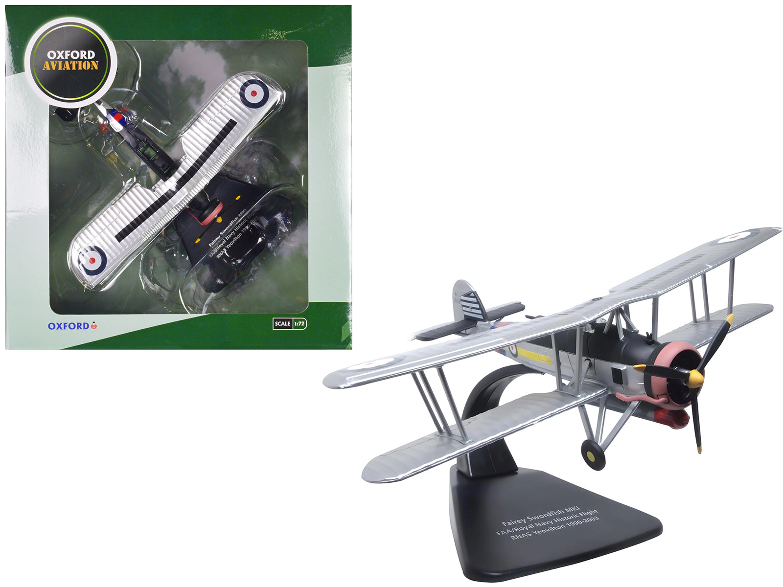 Fairey Swordfish Mk I Bomber Aircraft "FAA Historic Flight RNAS Yeovilton" Royal Navy "Oxford Aviation" Series 1/72 Diecast Model Airplane by Oxford Diecast free shipping USA