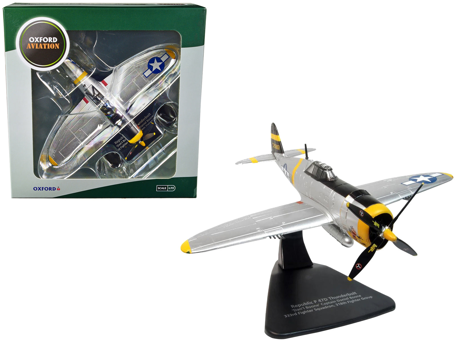 Republic P-47D Thunderbolt Fighter Plane USAAF "Captain Daniel Boone 333rd Fighter Squadron 318th Fighter Group" "Oxford Aviation" Series 1/72 Diecast Model Airplane by Oxford Diecast free shipping USA