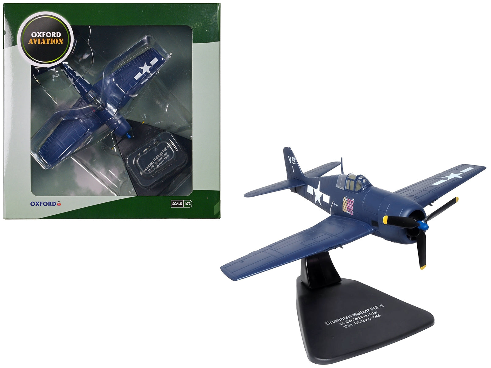 Grumman Hellcat F6F-5 Fighter Aircraft "Lt. Cdr. Willard E. Eder VS-1" (1945) United States Navy "Oxford Aviation" Series 1/72 Diecast Model Airplane by Oxford Diecast - Premium Grumman from Oxford Diecast - Just $53.99! Shop now at Rapidvehicles