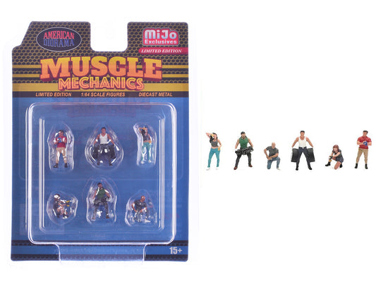 "Muscle Mechanics" 6 piece Diecast Figure Set (6 Figures) Limited Edition for 1/64 Scale Models by American Diorama