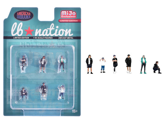 "Liberty Walk LB Nation" 6 piece Diecast Figure Set Limited Edition for 1/64 Scale Models by American Diorama