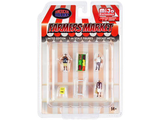 "Farmers Market" 6 piece Diecast Set (3 Figures and 3 Accessories) Limited Edition to 4800 pieces Worldwide for 1/64 Scale Models by American Diorama free shipping USA