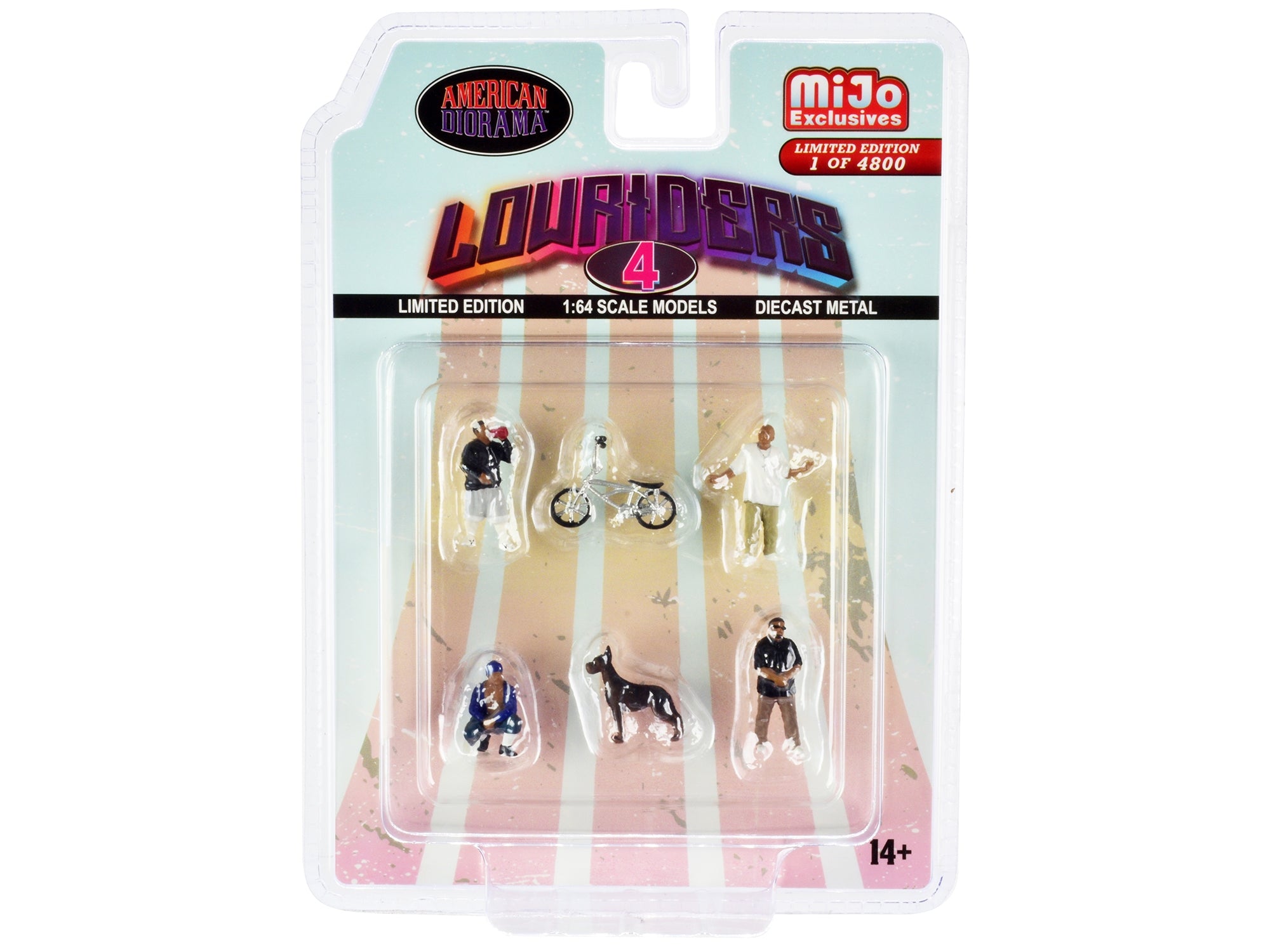 "Lowriders 4" 6 piece Diecast Set (4 Men 1 Dog 1 Bicycle Figures and Accessories) Limited Edition to 4800 pieces Worldwide 1/64 Scale Models by American Diorama - Premium Figures from American Diorama - Just $28.99! Shop now at Rapidvehicles