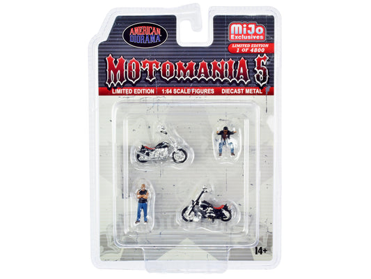 "Motomania 5" 4 piece Diecast Set (2 Figures and 2 Motorcycles) Limited Edition to 4800 pieces Worldwide for 1/64 Scale Models by American Diorama free shipping USA