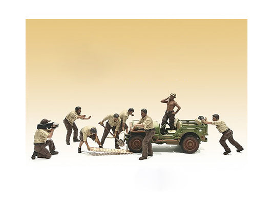 "4X4 Mechanic" 8 piece Figure Set for 1/18 scale models by American Diorama - Use code SHOPAPP15 to get 15 percent off