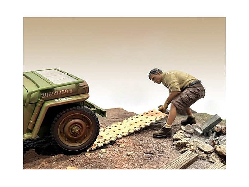 "4X4 Mechanic" Figure 2 with Board Accessory for 1/18 Scale Models by American Diorama - Premium Figures from American Diorama - Just $24.99! Shop now at Rapidvehicles