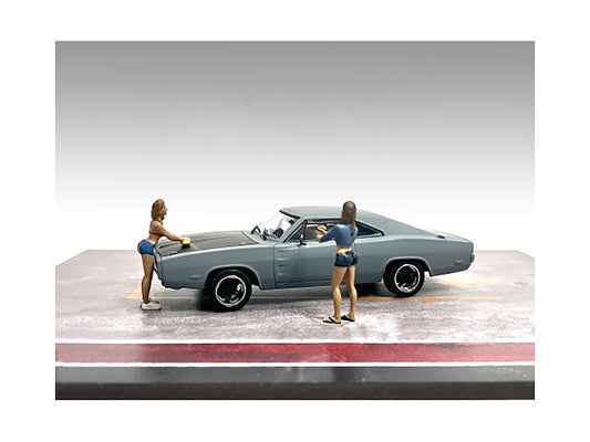 "Car Wash Girls" Set 2 Jessica and Jennifer 2 Piece Figure Set for 1/43 Scale Models by American Diorama - Use code SHOPAPP15 to get 15 percent off