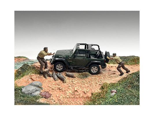 "4X4 Mechanics" 2 Piece Diecast Figure Set 3 for 1/43 Scale Models by American Diorama - Use code SHOPAPP15 to get 15 percent off