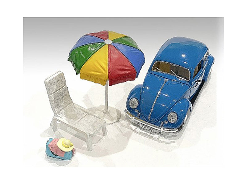 "Beach Girls" Accessories (Beach Chair and Beach Umbrella and Duffle Bag) for 1/18 Scale Models by American Diorama - Premium Accessories from American Diorama - Just $35.99! Shop now at Rapidvehicles