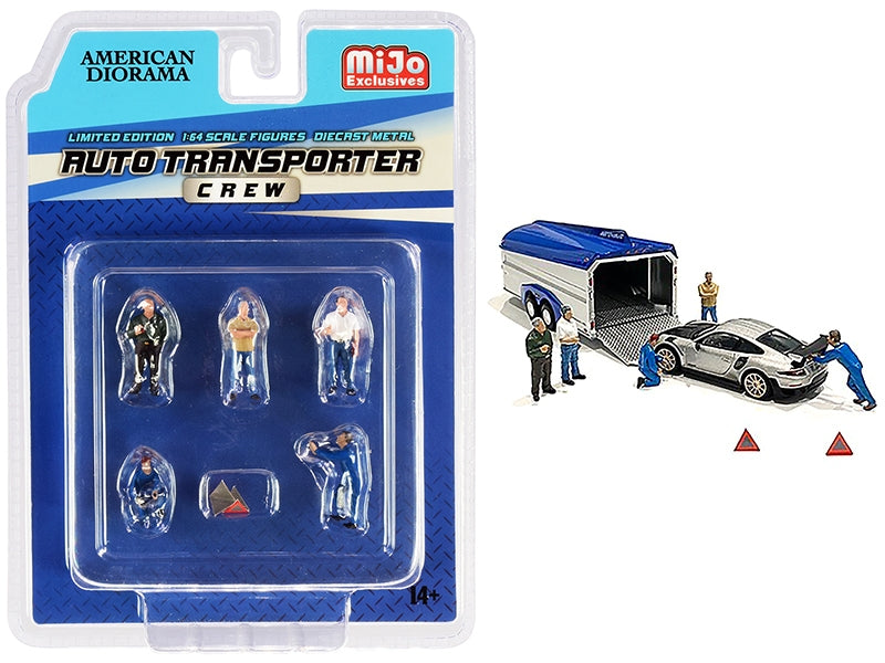 "Auto Transporter Crew" Diecast Set of 7 pieces (5 Figurines and - Premium Figures from American Diorama - Just $35.99! Shop now at Rapidvehicles