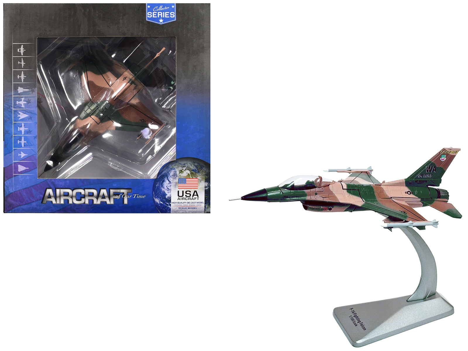 Lockheed F-16C Fighting Falcon Fighter Aircraft "Block 32 64th Aggressor Squadron Nellis AFB" (2007) United States Air Force "Collector Series" 1/100 Diecast Model by Air Force 1 free shipping USA