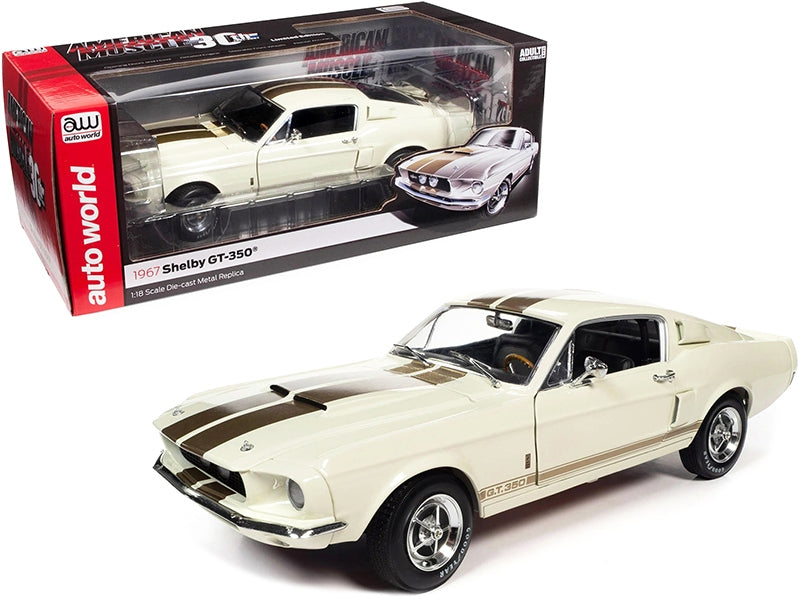 1967 Ford Mustang Shelby GT-350 Wimbledon White with Twin Gold - Premium Mustang Models from Autoworld - Just $123.29! Shop now at Rapidvehicles