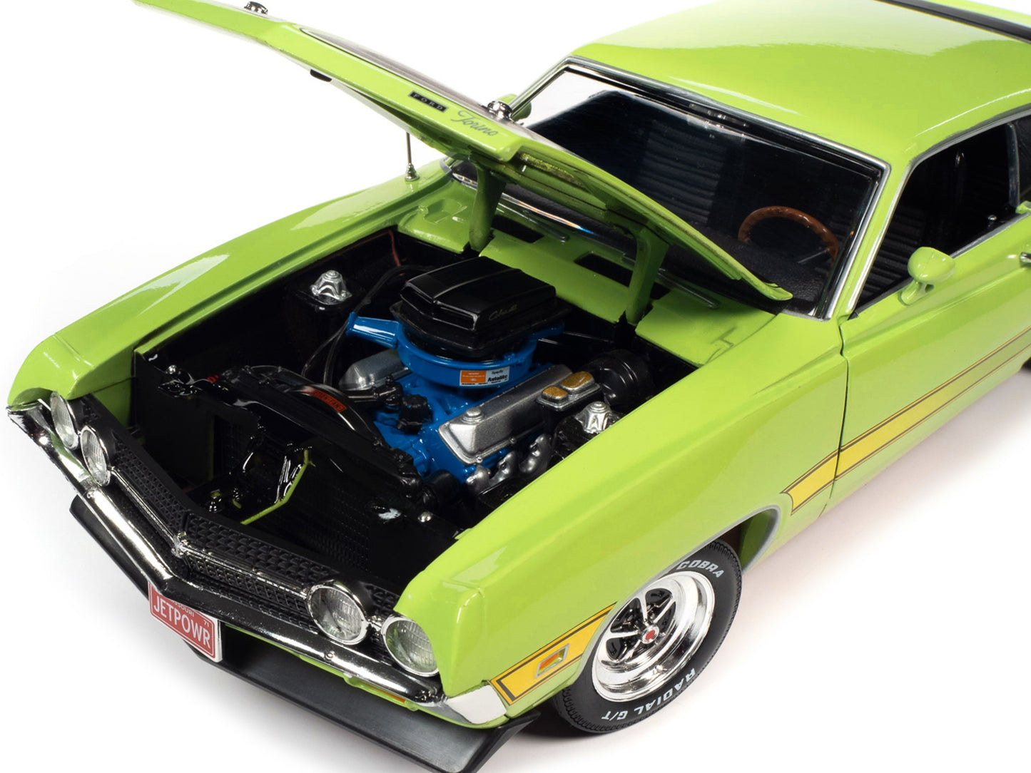 1971 Ford Torino Cobra Grabber Lime Green with Matt Black Hood - Premium Ford Models from Autoworld - Just $131.39! Shop now at Rapidvehicles