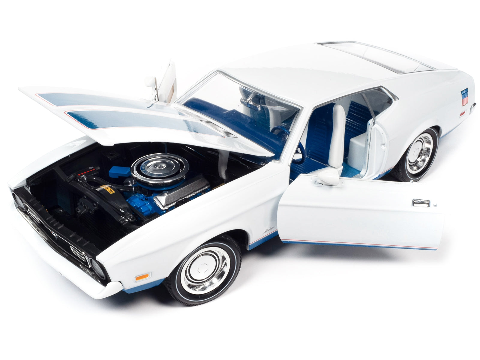 1972 Ford Mustang Sprint White with Blue Stripes "Class of 1972" - Premium Mustang Models from Autoworld - Just $131.39! Shop now at Rapidvehicles