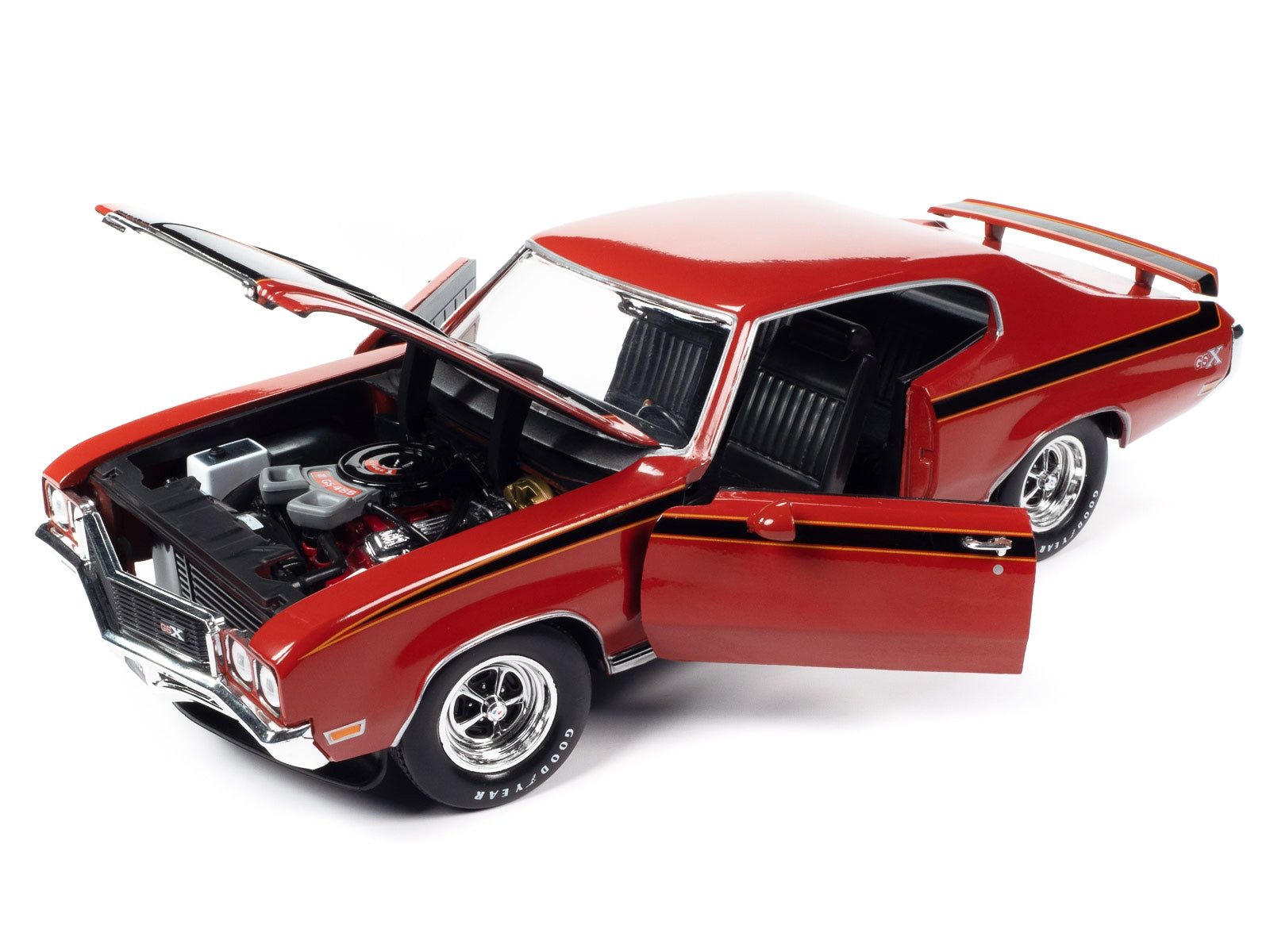 1972 Buick GSX Fire Red with Black Stripes "Muscle Car & Corvette - Premium Buick Models from Autoworld - Just $108.80! Shop now at Rapidvehicles