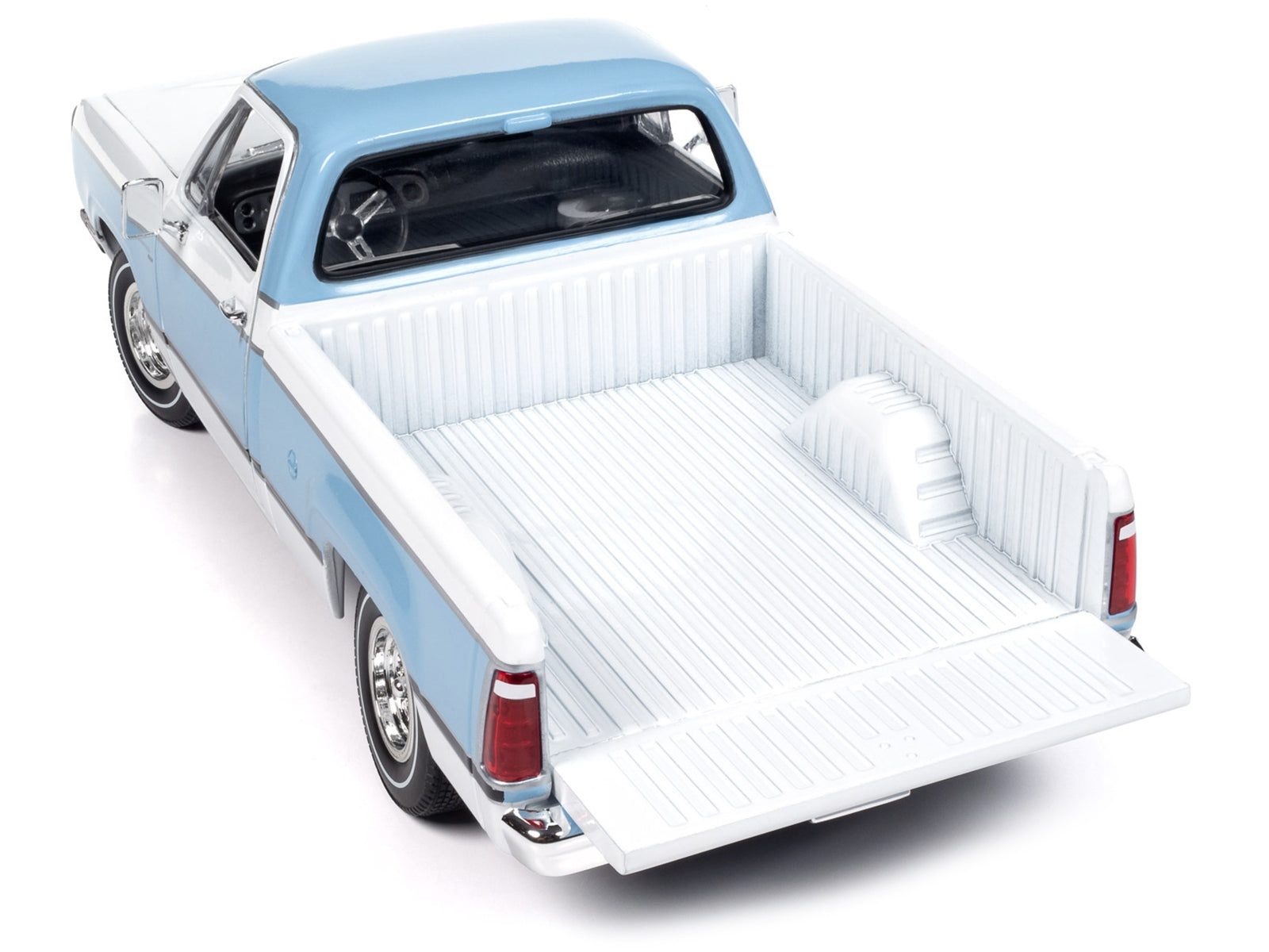 1977 Dodge D100 Adventurer Sweptline Pickup Truck Light Blue and White "American Muscle" Series 1/18 Diecast Model Car by Auto World - Premium Pickup Trucks Models from Autoworld - Just $120.99! Shop now at Rapidvehicles