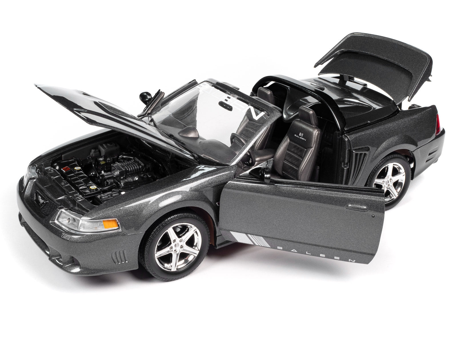 2003 Ford Mustang Saleen S281 SC Speedster Dark Shadow Gray Metallic "American Muscle" Series 1/18 Diecast Model Car by Auto World