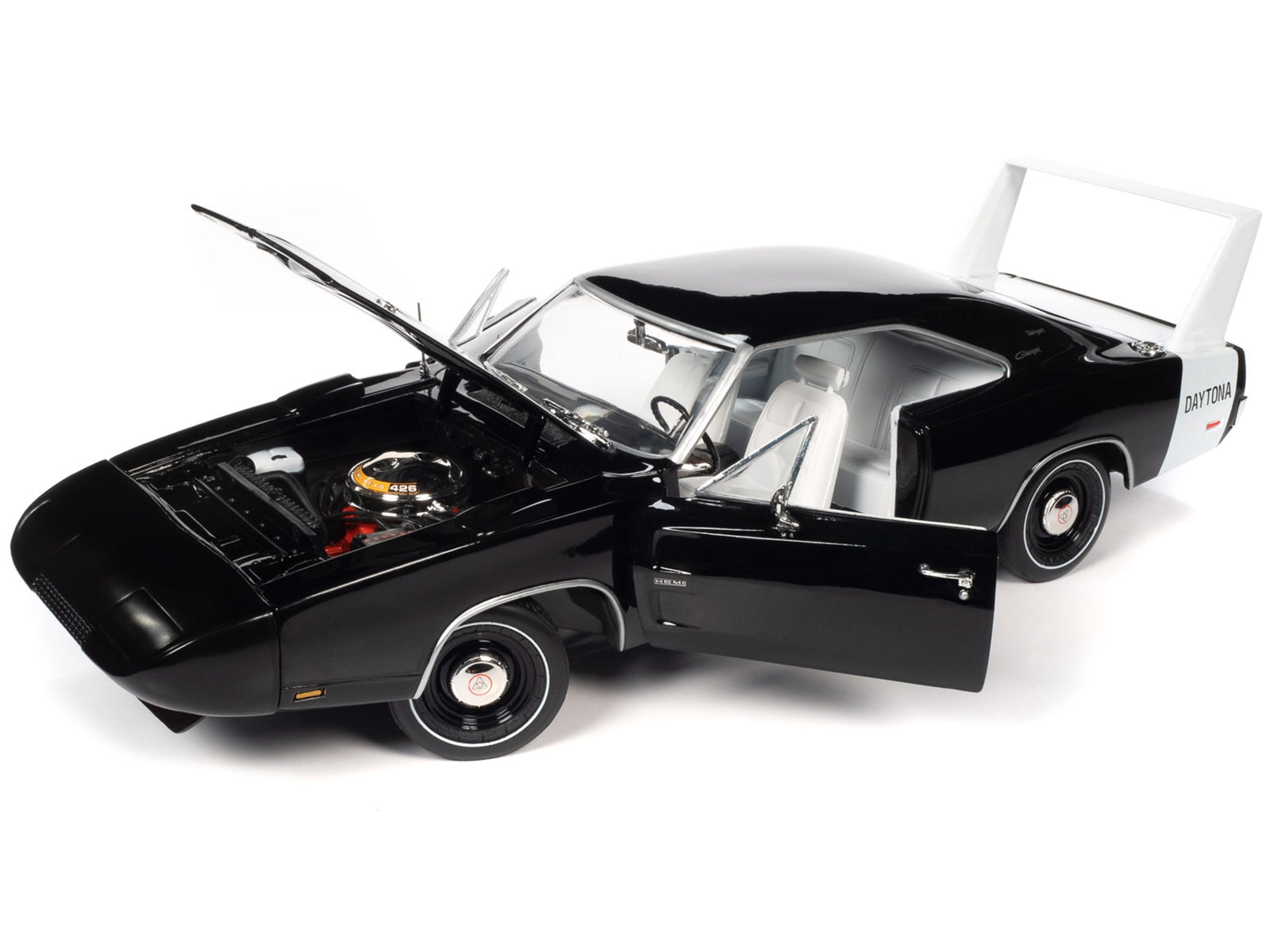 1969 Dodge Charger Daytona X9 Black with White Interior and Tail Stripe "American Muscle" Series 1/18 Diecast Model Car by Auto World - Premium Dodge Models from Autoworld - Just $120.04! Shop now at Rapidvehicles