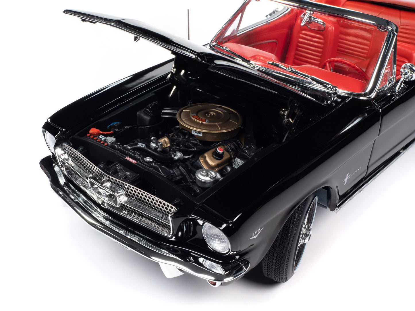 1964 1/2 Ford Mustang Convertible Raven Black with Red Interior - Premium Mustang Models from Autoworld - Just $131.39! Shop now at Rapidvehicles