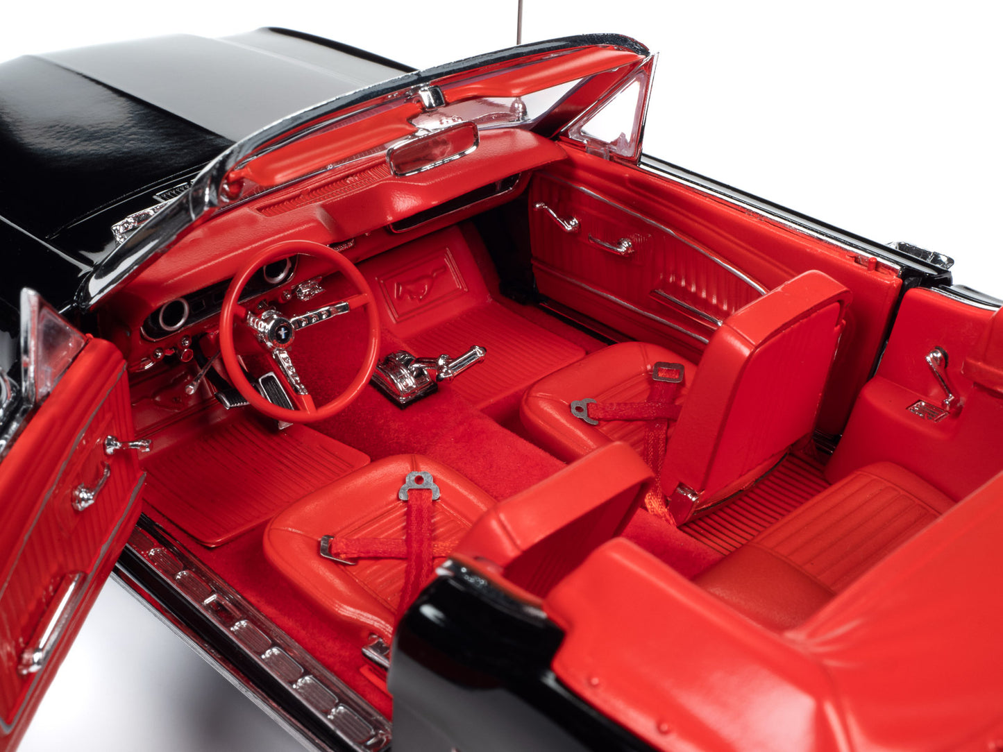 1964 1/2 Ford Mustang Convertible Raven Black with Red Interior - Premium Mustang Models from Autoworld - Just $131.39! Shop now at Rapidvehicles