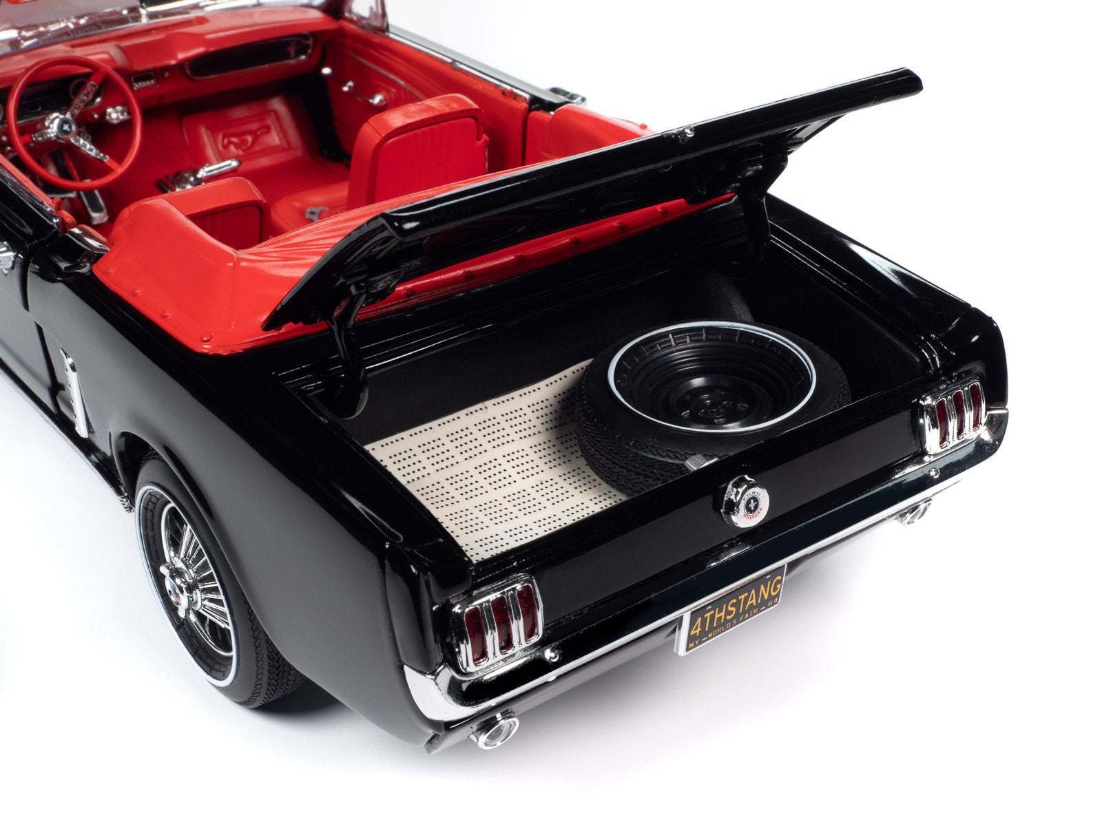 1964 1/2 Ford Mustang Convertible Raven Black with Red Interior - Premium Mustang Models from Autoworld - Just $131.39! Shop now at Rapidvehicles