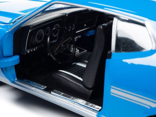 1972 Ford Mustang Mach 1 Grabber Blue with Silver Stripes - Premium Mustang Models from Autoworld - Just $120.89! Shop now at Rapidvehicles