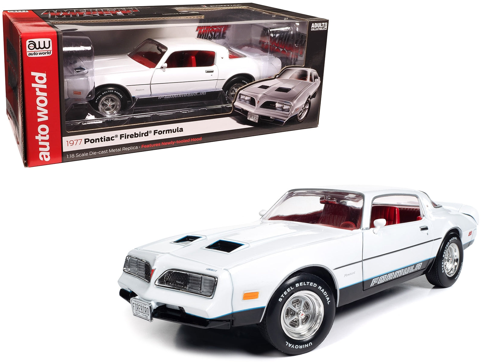 1977 Pontiac Firebird Formula Cameo White with Red Interior "American Muscle" Series 1/18 Diecast Model Car by Auto World - Premium Pontiac Models from Autoworld - Just $120.89! Shop now at Rapidvehicles