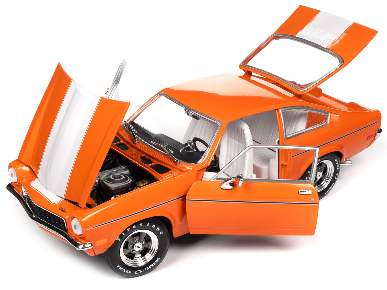 1973 Chevrolet Vega GT Bright Orange with White Stripes and Interior "Class of 1973" "American Muscle" Series 1/18 Diecast Model Car by Auto World - Premium Chevrolet Models from Autoworld - Just $120.99! Shop now at Rapidvehicles