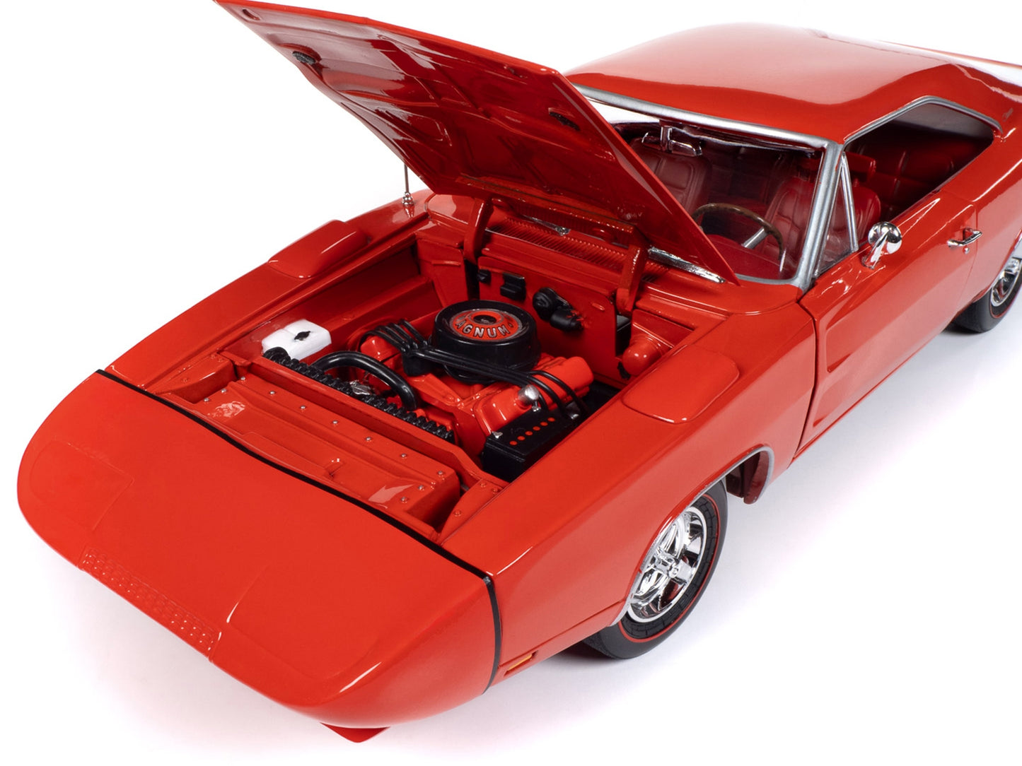 1969 Dodge Charger Daytona Red with White Tail Stripe and Red - Premium Dodge Models from Autoworld - Just $108.80! Shop now at Rapidvehicles