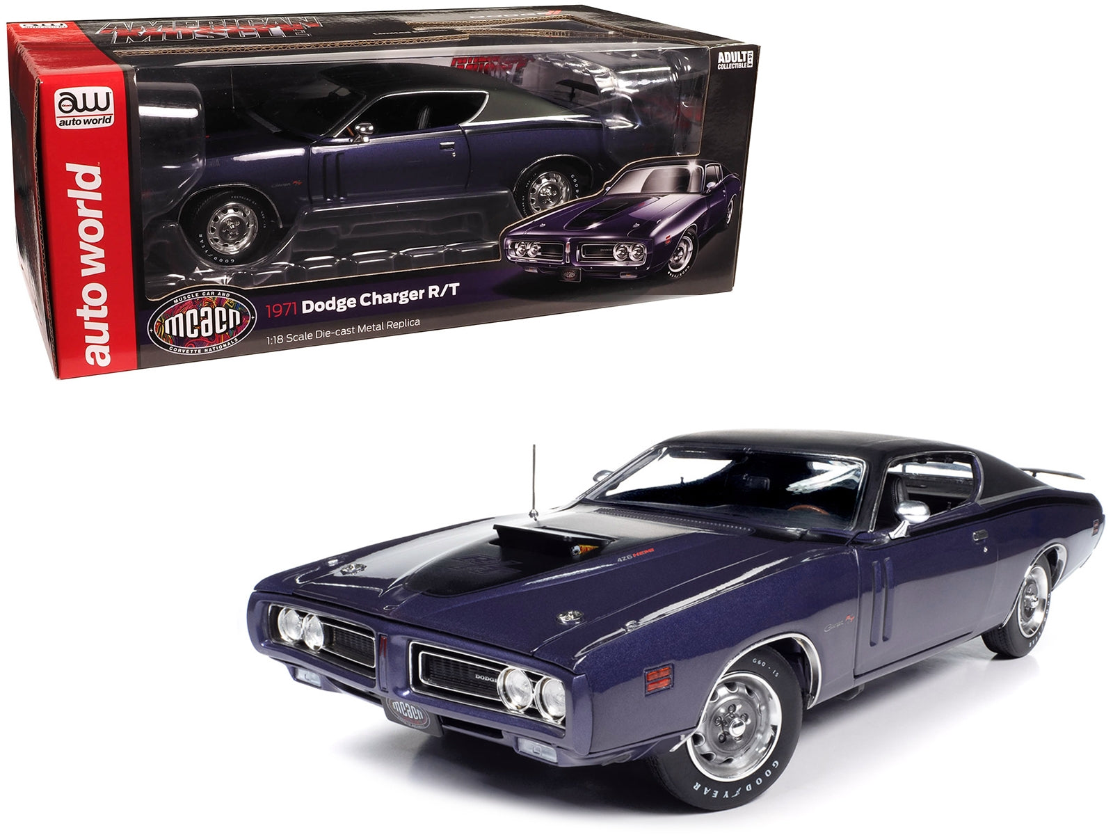 1971 Dodge Charger R/T Plum Crazy Purple Metallic with Black - Premium Dodge Models from Autoworld - Just $131.39! Shop now at Rapidvehicles