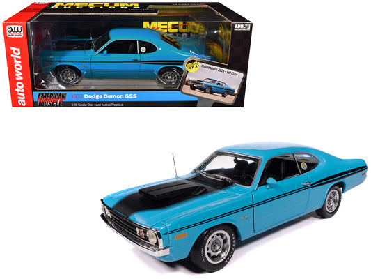 1972 Dodge Demon GSS "Mecum Auctions" Petty Blue with Black Stripes "American Muscle" Series 1/18 Diecast Model Car by Auto World