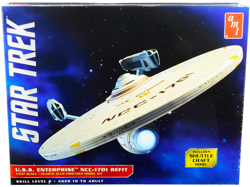 Skill 2 Model Kit U.S.S. Enterprise NCC-1701 Refit Starship "Star Trek" 1/537 Scale Model by AMT free shipping USA