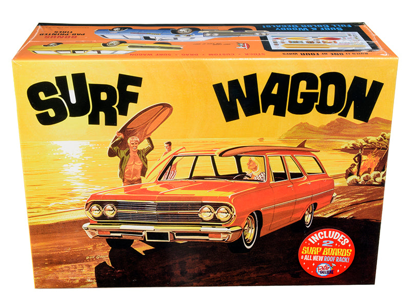 Skill 2 Model Kit 1965 Chevrolet Chevelle "Surf Wagon" with Two Surf Boards 4 in 1 Kit 1/25 Scale Model by AMT free shipping USA