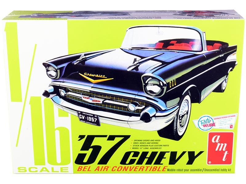 Skill 3 Model Kit 1957 Chevrolet Bel Air Convertible 2-in-1 Kit 1/16 Scale Model by AMT free shipping USA