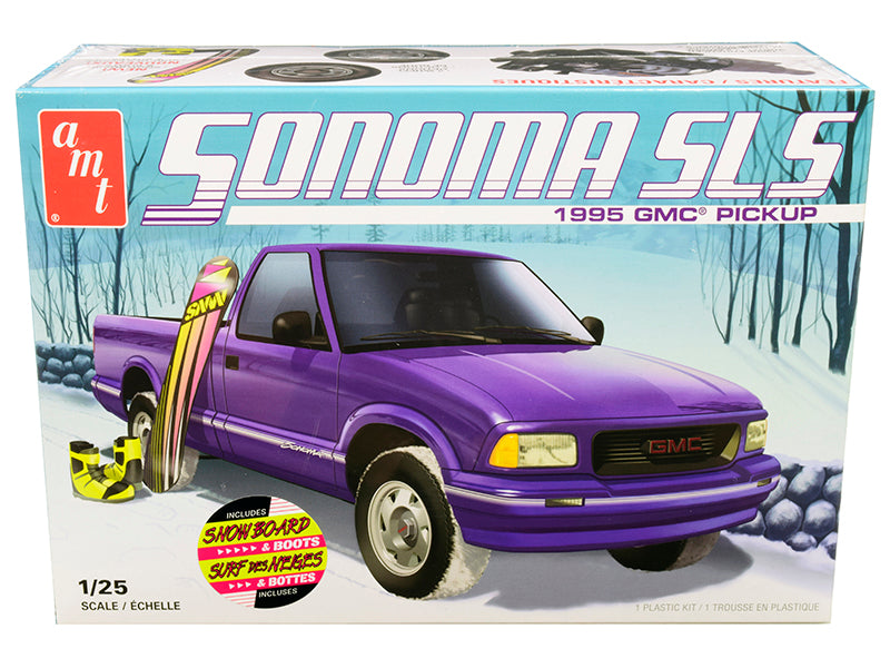 Skill 2 Model Kit 1995 GMC Sonoma SLS Pickup Truck with Snowboard and Boots 1/25 Scale Model by AMT free shipping USA