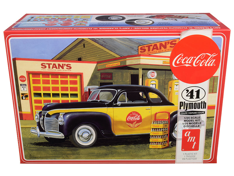 Skill 3 Model Kit 1941 Plymouth Coupe with 4 Bottle Crates "Coca-Cola" 1/25 Scale Model by AMT free shipping USA