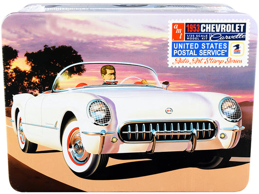 Skill 2 Model Kit 1953 Chevrolet Corvette "USPS" (United States Postal Service) Themed Collectible Tin 1/25 Scale Model by AMT free shipping USA